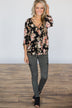 Lost in the Moment Black Floral Top