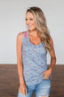 Dainty Darling Floral Tank- Periwinkle