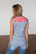 Dainty Darling Floral Tank- Periwinkle