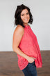 All Eyes On You Babydoll Tank Top- Coral