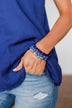 Stackable Gold Accent Beaded Bracelet Set- Blue