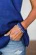 Stackable Gold Accent Beaded Bracelet Set- Blue