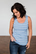 Simply Striped Tank Top- Blue & Ivory