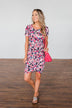 Life Is A Fairy Tale Floral Dress- Dark Navy & Pink