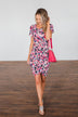 Life Is A Fairy Tale Floral Dress- Dark Navy & Pink