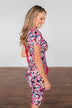 Life Is A Fairy Tale Floral Dress- Dark Navy & Pink