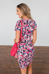 Life Is A Fairy Tale Floral Dress- Dark Navy & Pink