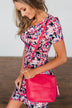 Side Zipper & Tassel Purse- Hot Pink