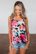 Pop of Color Floral Watercolor Tank Top- Multi-Colored