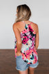 Pop of Color Floral Watercolor Tank Top- Multi-Colored