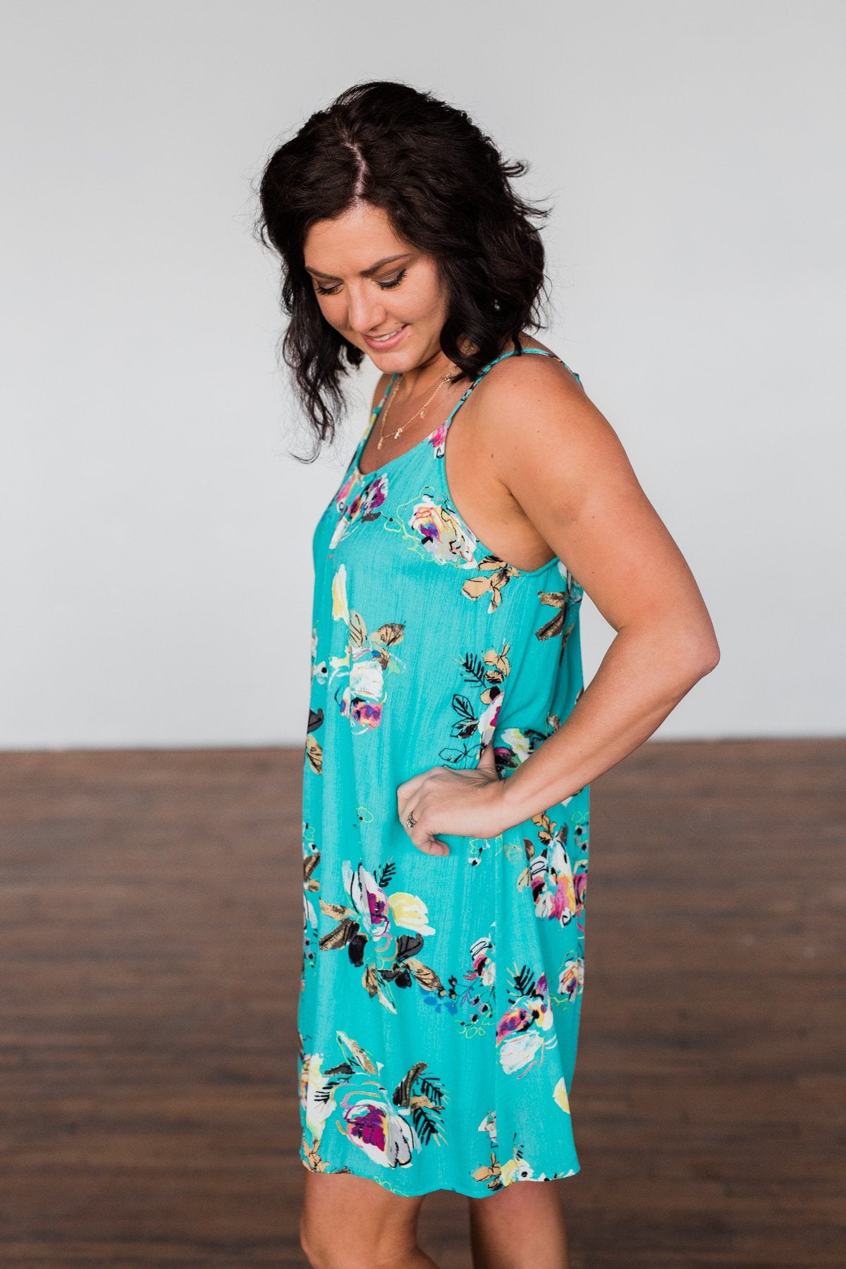 Never Had A Doubt Floral Dress- Turquoise