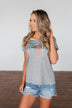 "Fiesta Siesta" Graphic Top- Grey