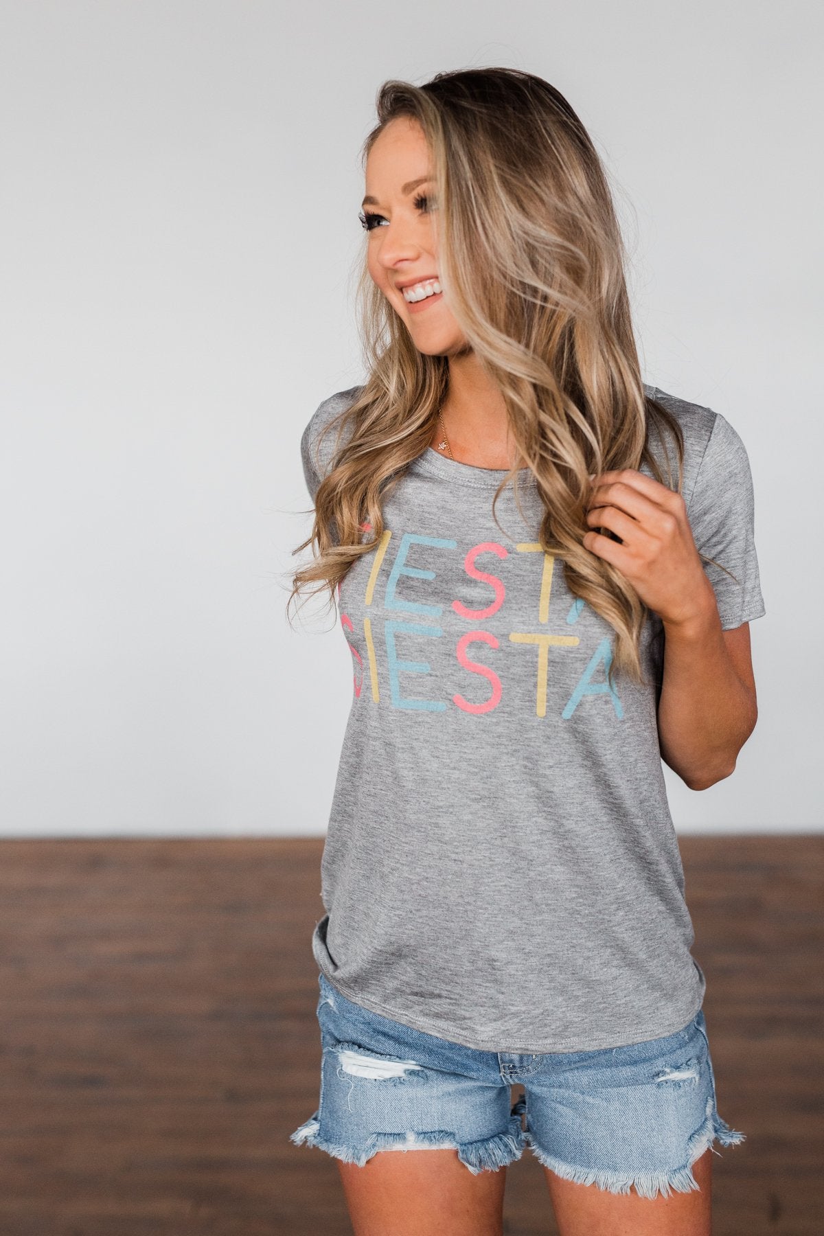 "Fiesta Siesta" Graphic Top- Grey