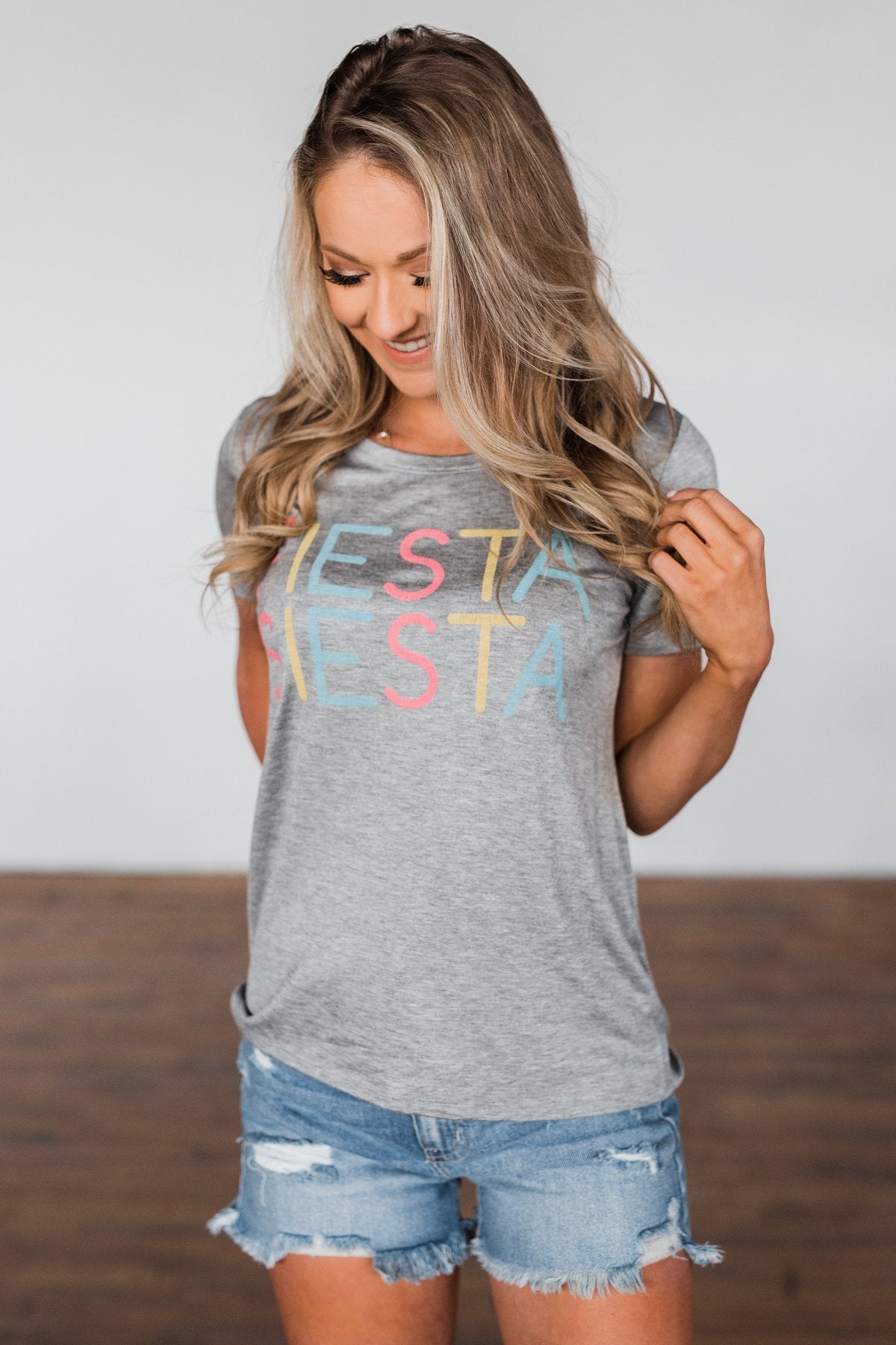 "Fiesta Siesta" Graphic Top- Grey