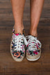 Soda Keana Floral Platform Sneakers- Black