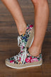 Soda Keana Floral Platform Sneakers- Black