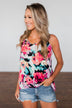 Pop of Color Floral Watercolor Tank Top- Multi-Colored