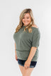 Beautifully You Cold Shoulder Top- Olive