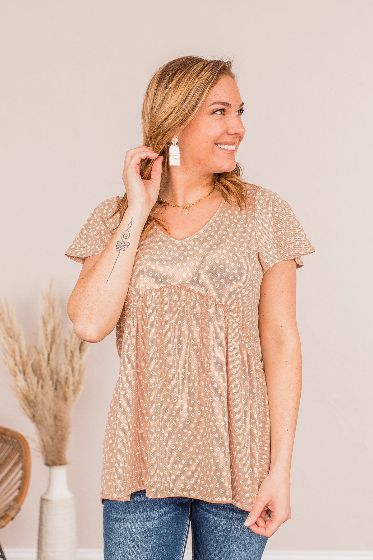 Always Find The Good Babydoll Top- Beige