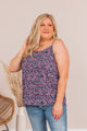 The Cutest Flower In The Field Floral Tank Top- Navy