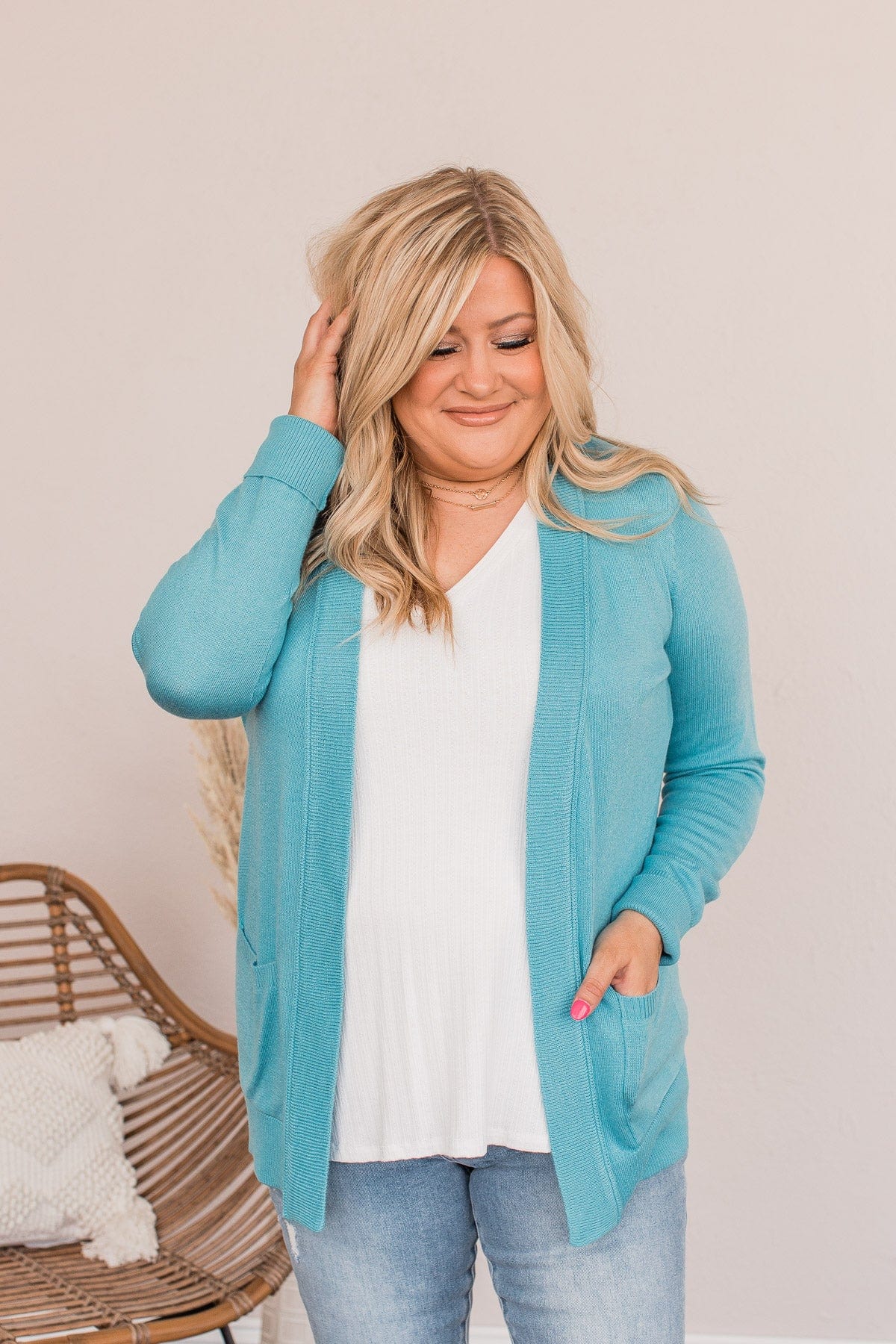 Dance Under The Stars Lightweight Cardigan- Deep Aqua