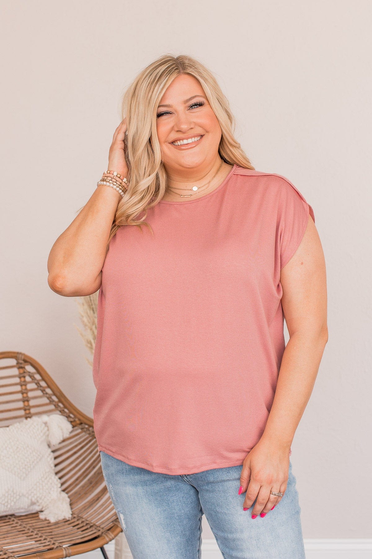Shake Things Up Sleeveless Top- Dusty Pink