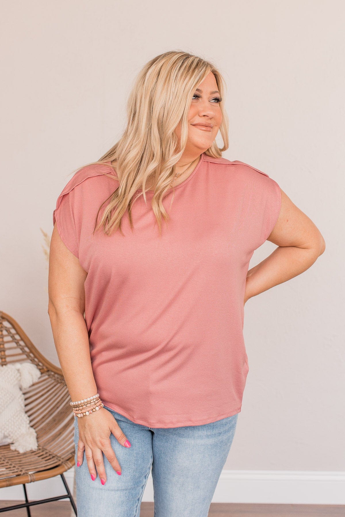 Shake Things Up Sleeveless Top- Dusty Pink