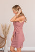 Power Of Belief Ribbed Dress- Mauve