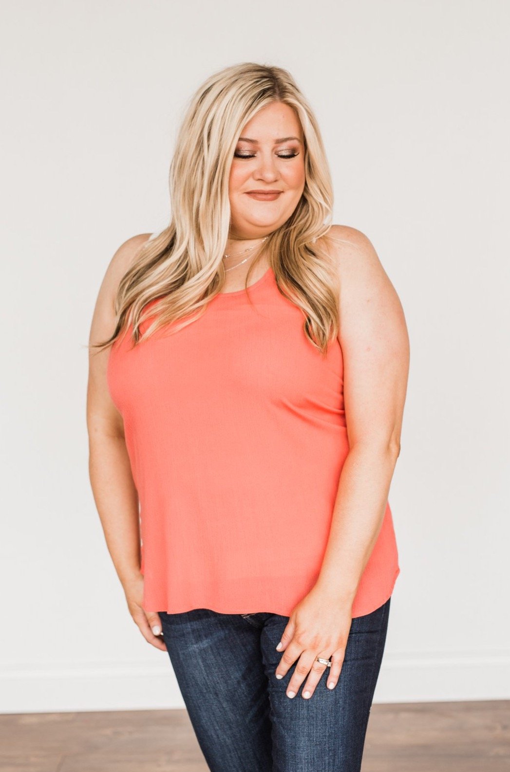 Forever Cherished Lace Tank Top- Coral