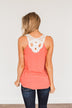 Forever Cherished Lace Tank Top- Coral