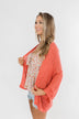 Waiting On A Miracle Knitted Cardigan- Dark Coral