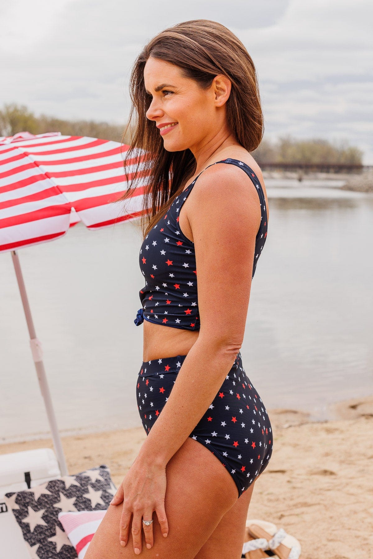 Soul Full Of Sunshine Knot Tankini Top- Navy Stars