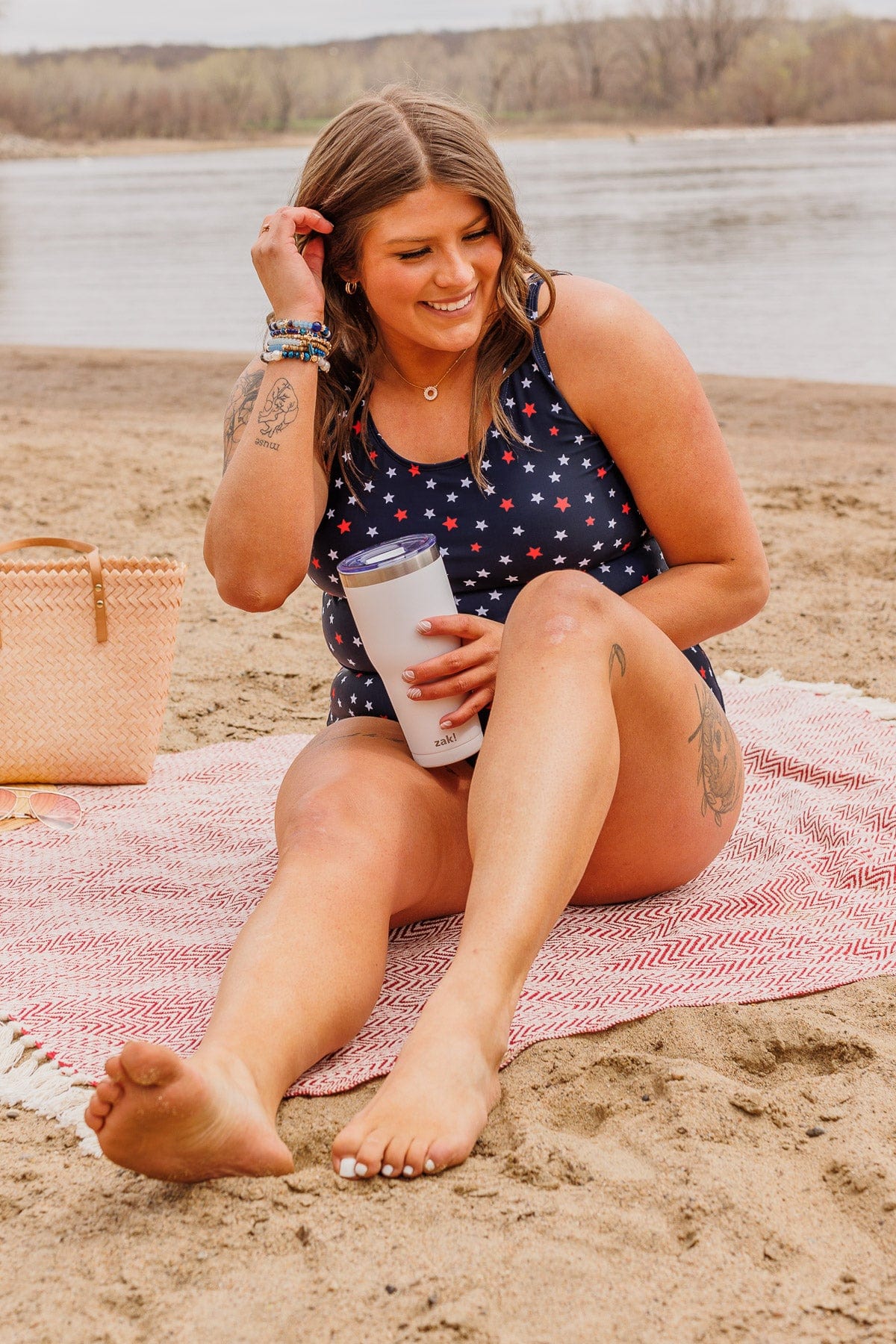 Soul Full Of Sunshine Knot Tankini Top- Navy Stars