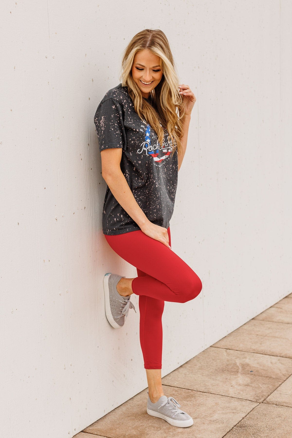 Proud And True Cropped Leggings- Red