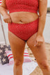 Poolside Perfection Mid-Rise Swim Bottoms- Red