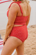 Poolside Perfection Mid-Rise Swim Bottoms- Red