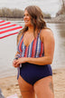 Beach Party One-Piece Swimsuit- Navy Stripes
