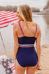 Beach Party One-Piece Swimsuit- Navy Stripes