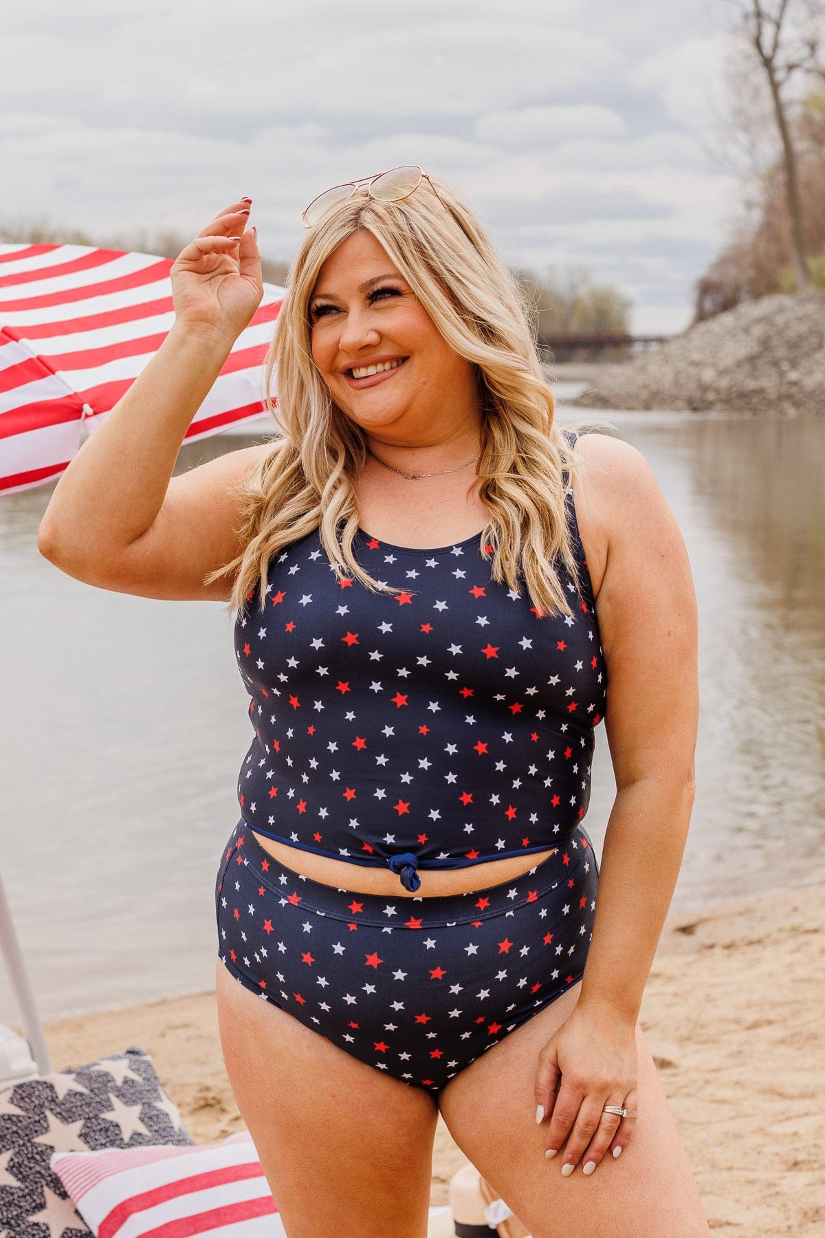 Plus size navy swim bottoms sales
