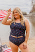 Sandy Shores High-Rise Swim Bottoms- Navy Star Print