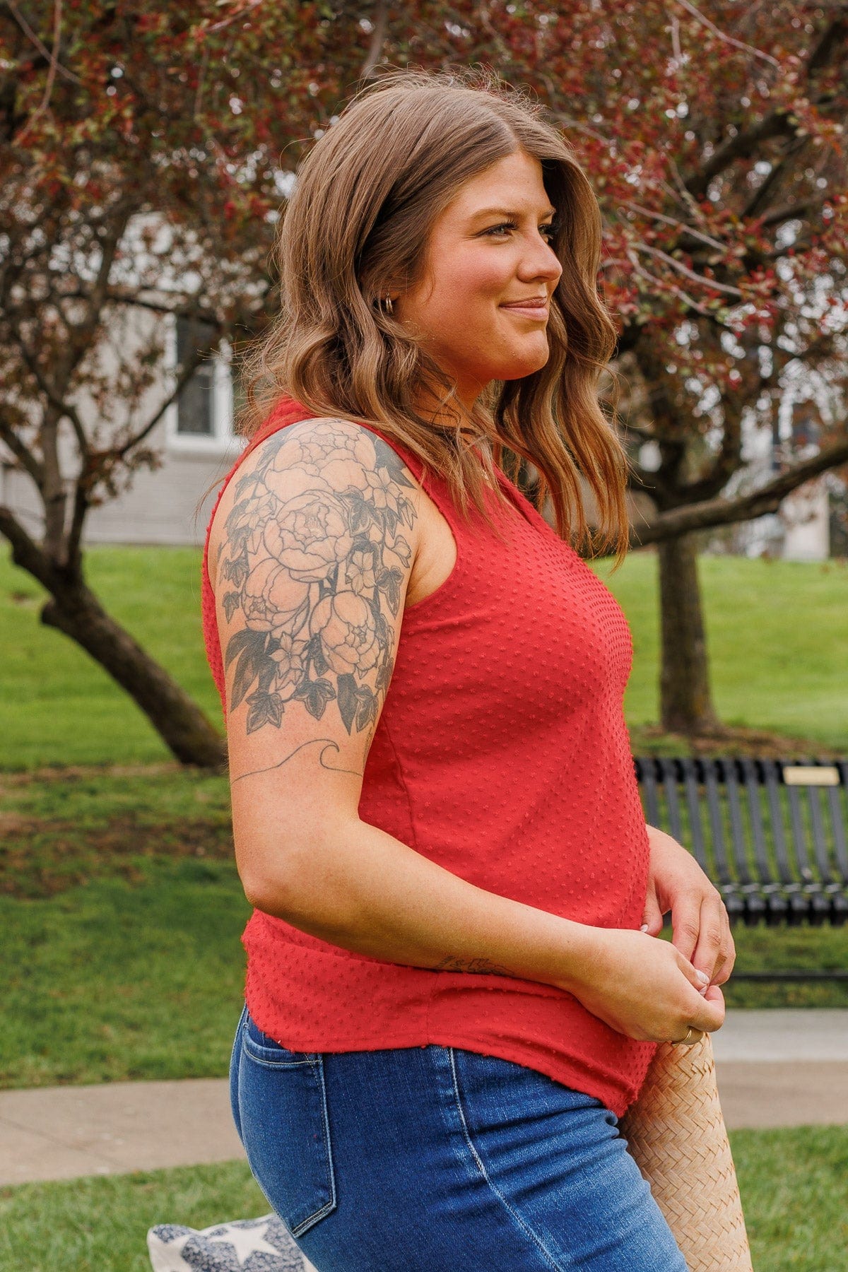 Owns My Heart V-Neck Tank Top- Red