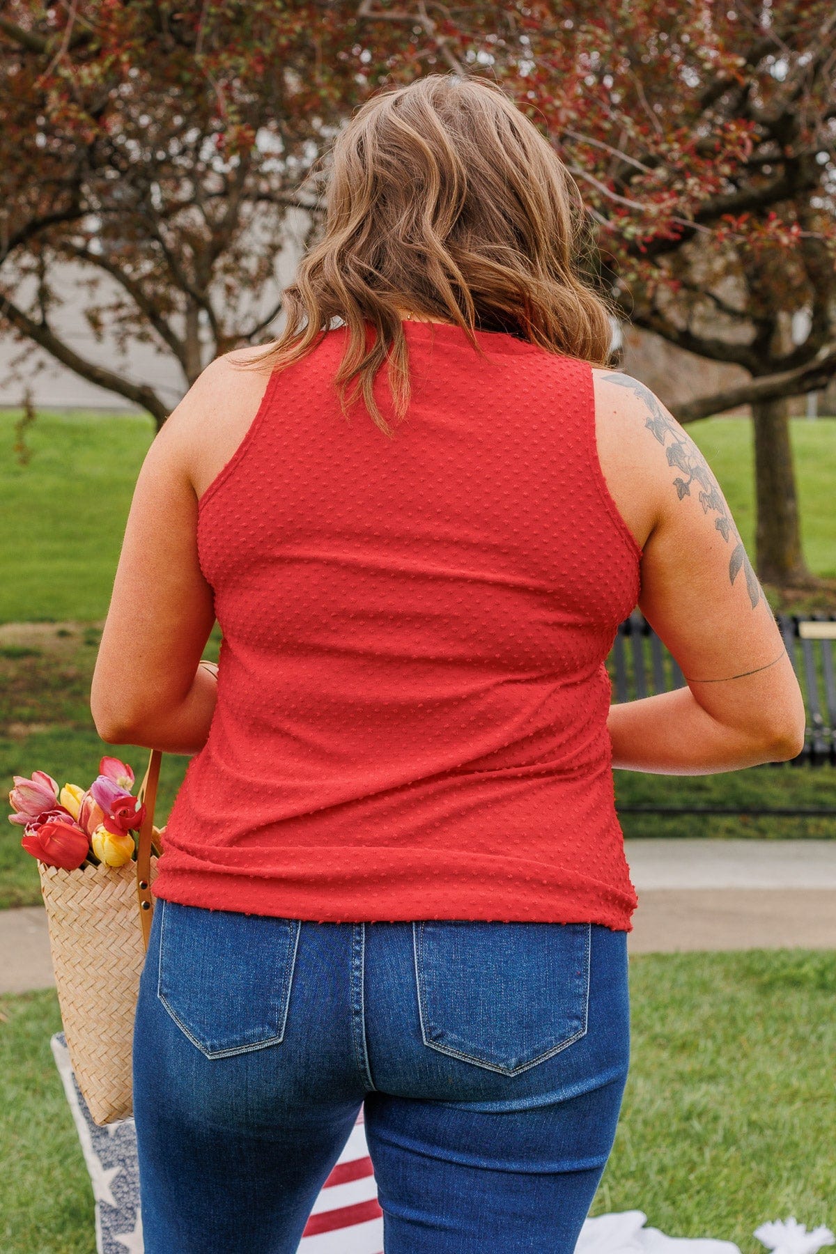 Owns My Heart V-Neck Tank Top- Red