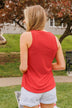 Owns My Heart V-Neck Tank Top- Red
