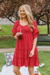 Independently Me Floral Dress- Red