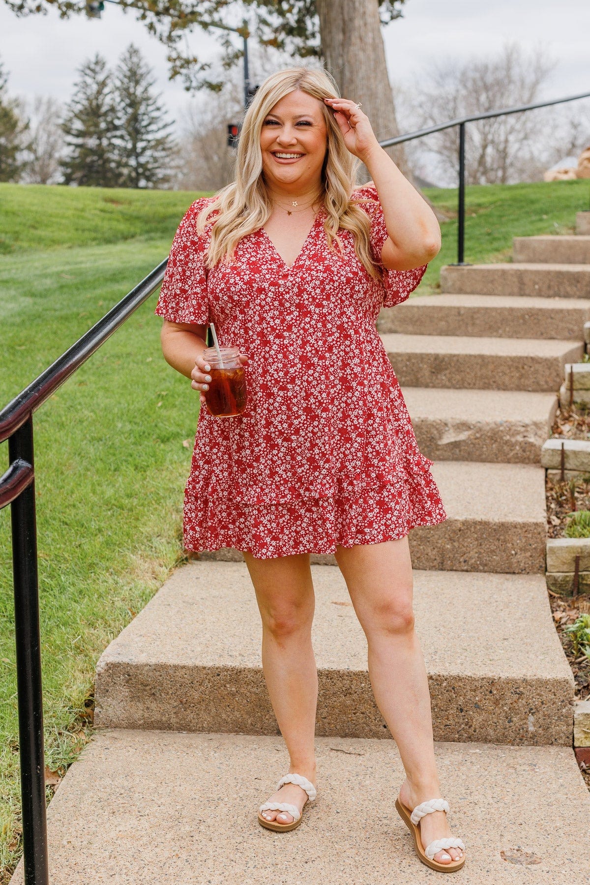 garden explorer red floral print mini dress lulus garden explorer red floral print mini dress size medium (296014933265),