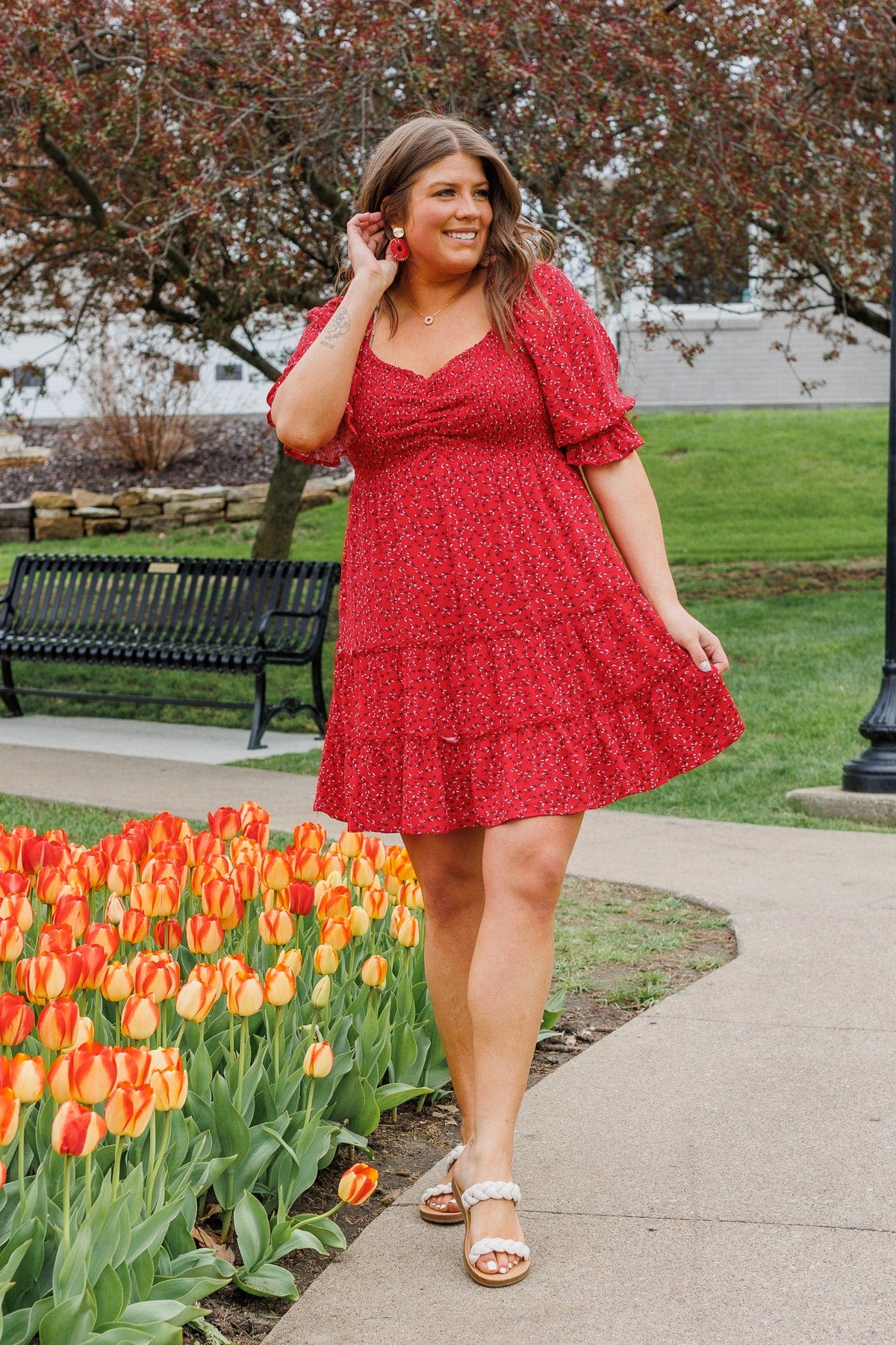 Independently Me Floral Dress- Red