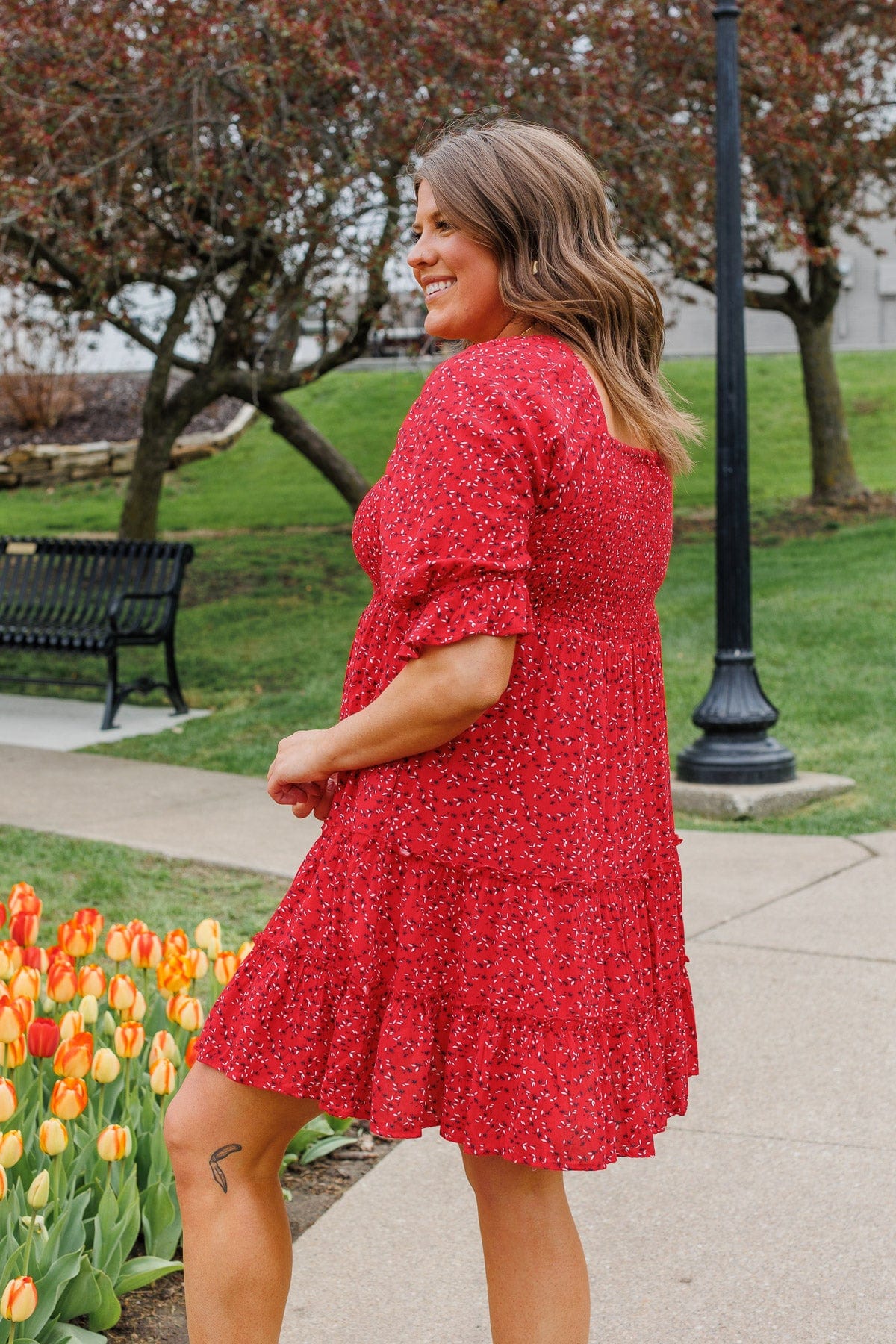 Independently Me Floral Dress- Red