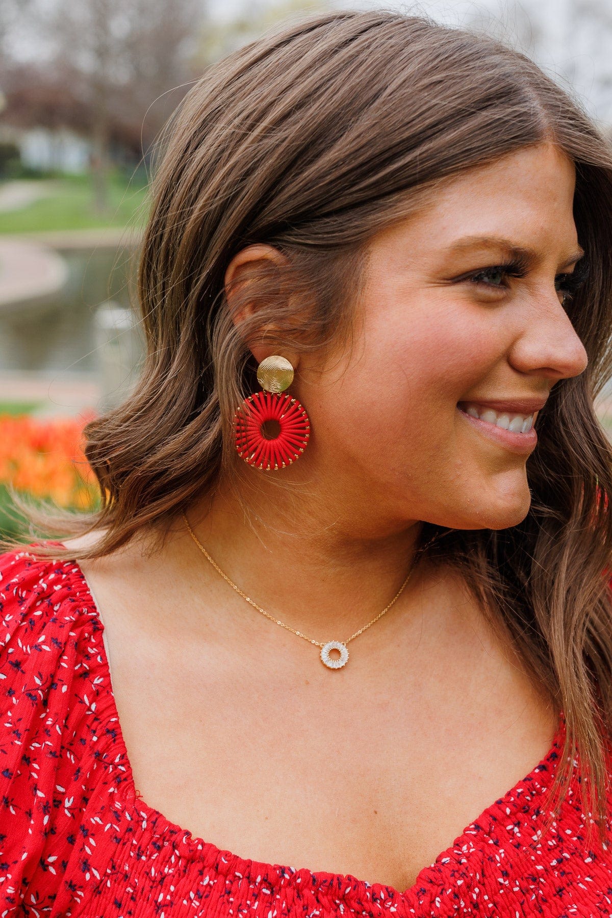 Bursting With Pride Dangle Earrings- Red & Gold