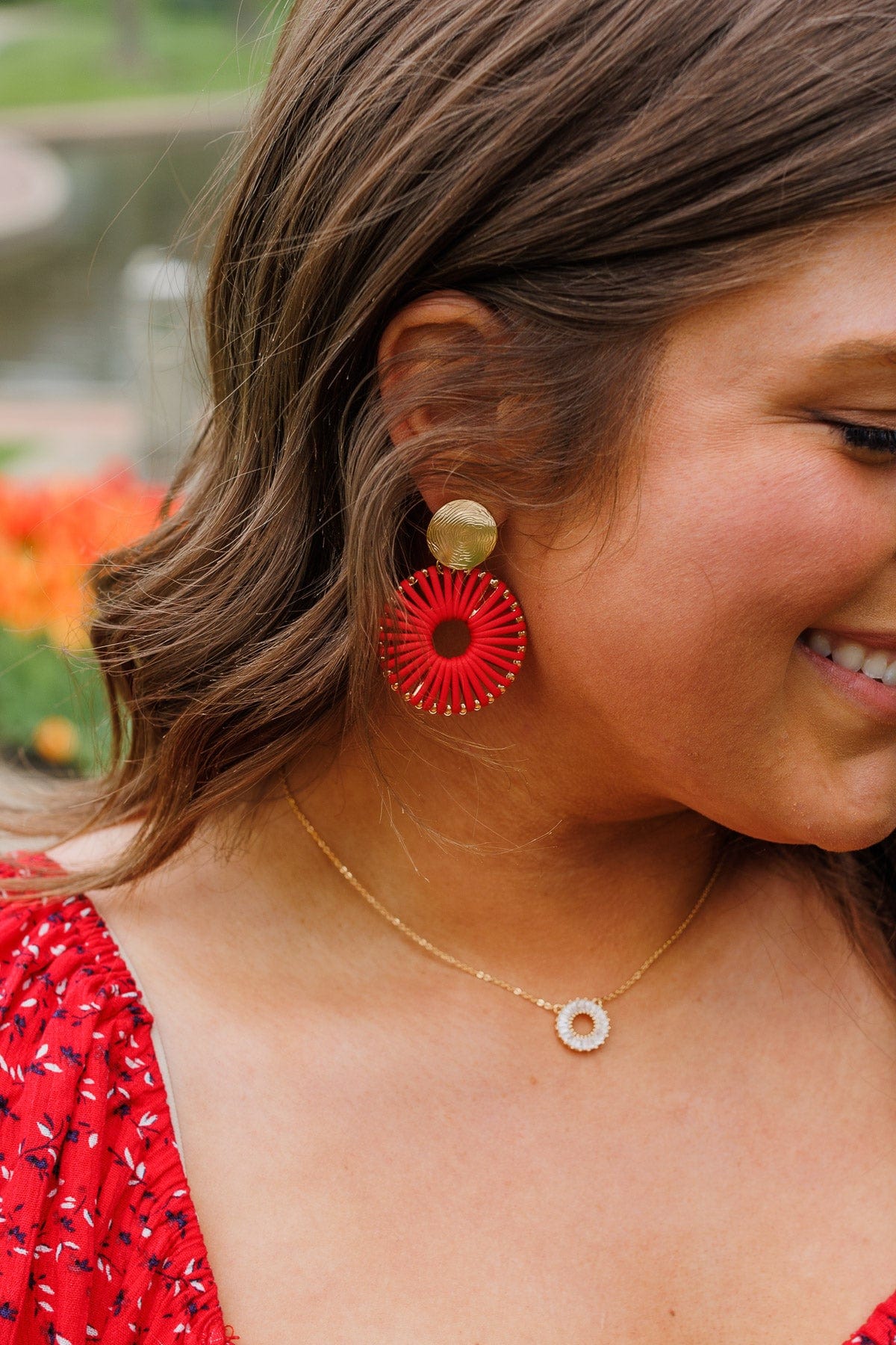 Bursting With Pride Dangle Earrings- Red & Gold