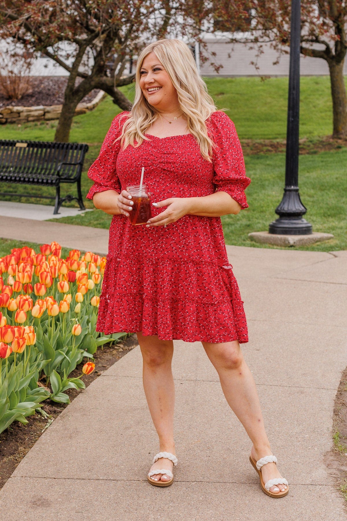 Independently Me Floral Dress- Red